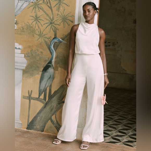 Abercrombie High Neck Draped Jumpsuit Petite XXS - Picture 2 of 6